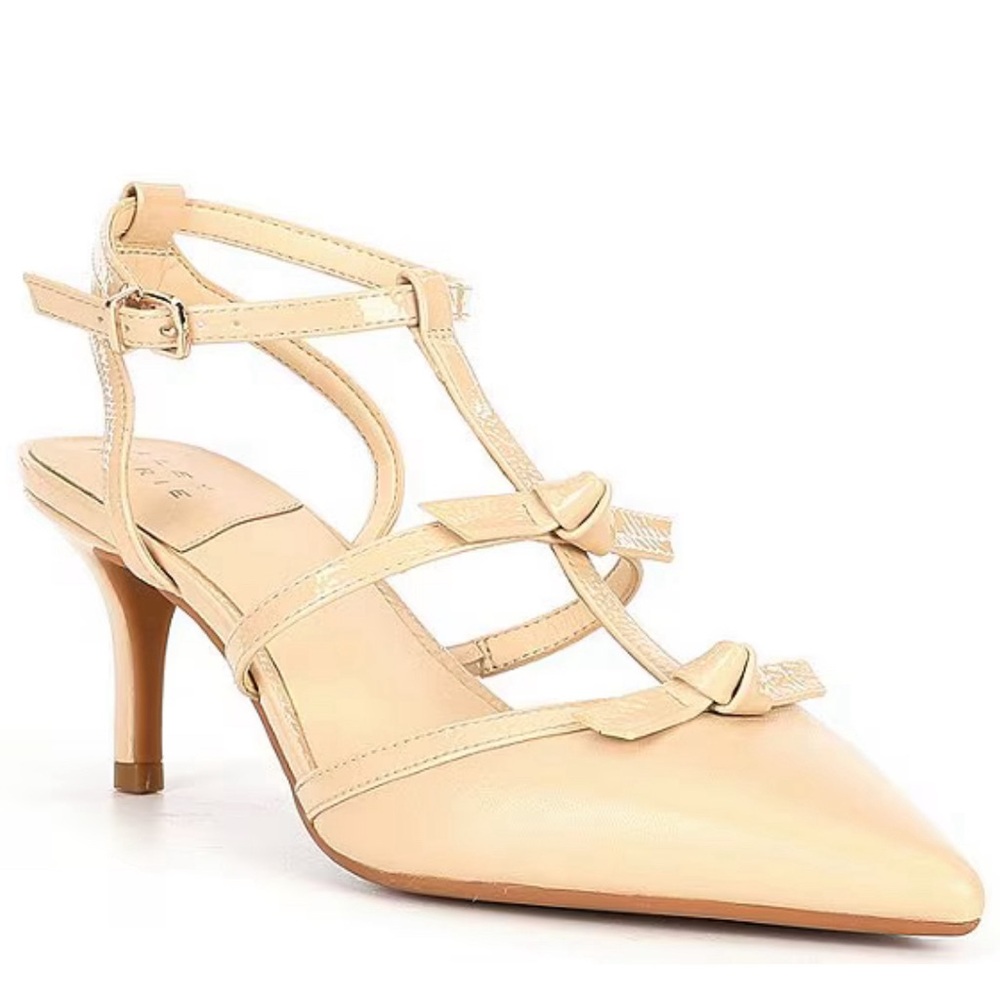 Alex Marie Ainsley Leather T-Strap Bow Pumps